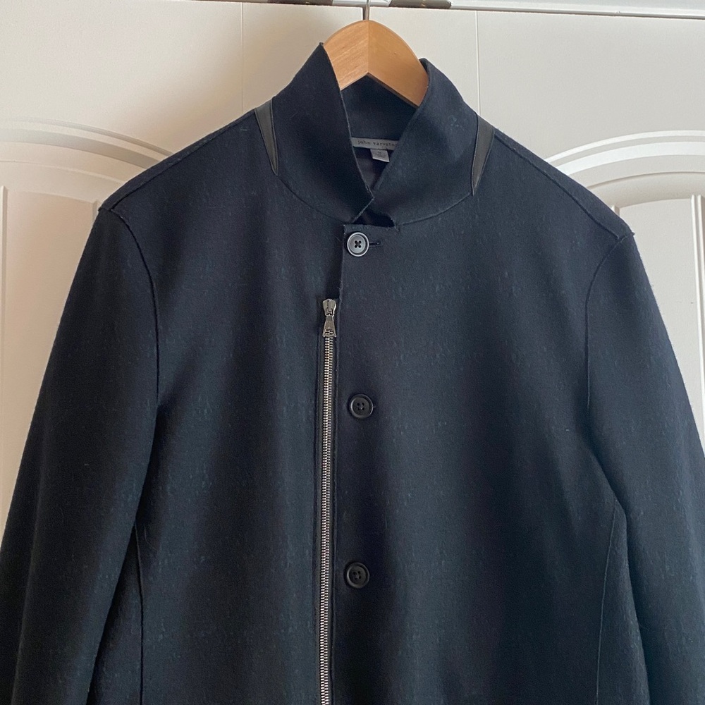 John Varvatos Men's Wool Blend Zip up Black Jacket Coat Size M EUC - Picture 2 of 16